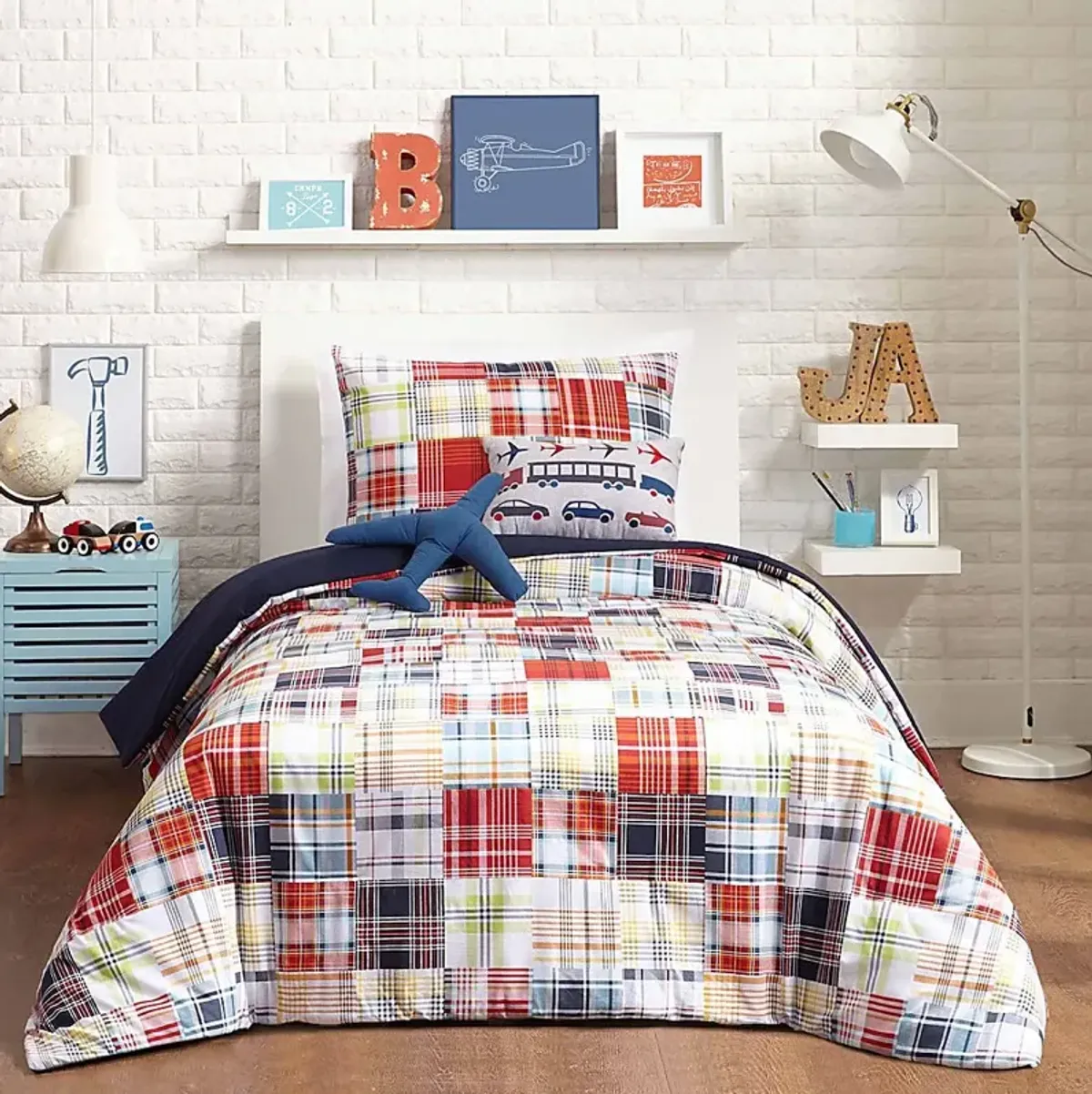 Kids Patchy Roads Blue 4 Pc Twin Comforter Set