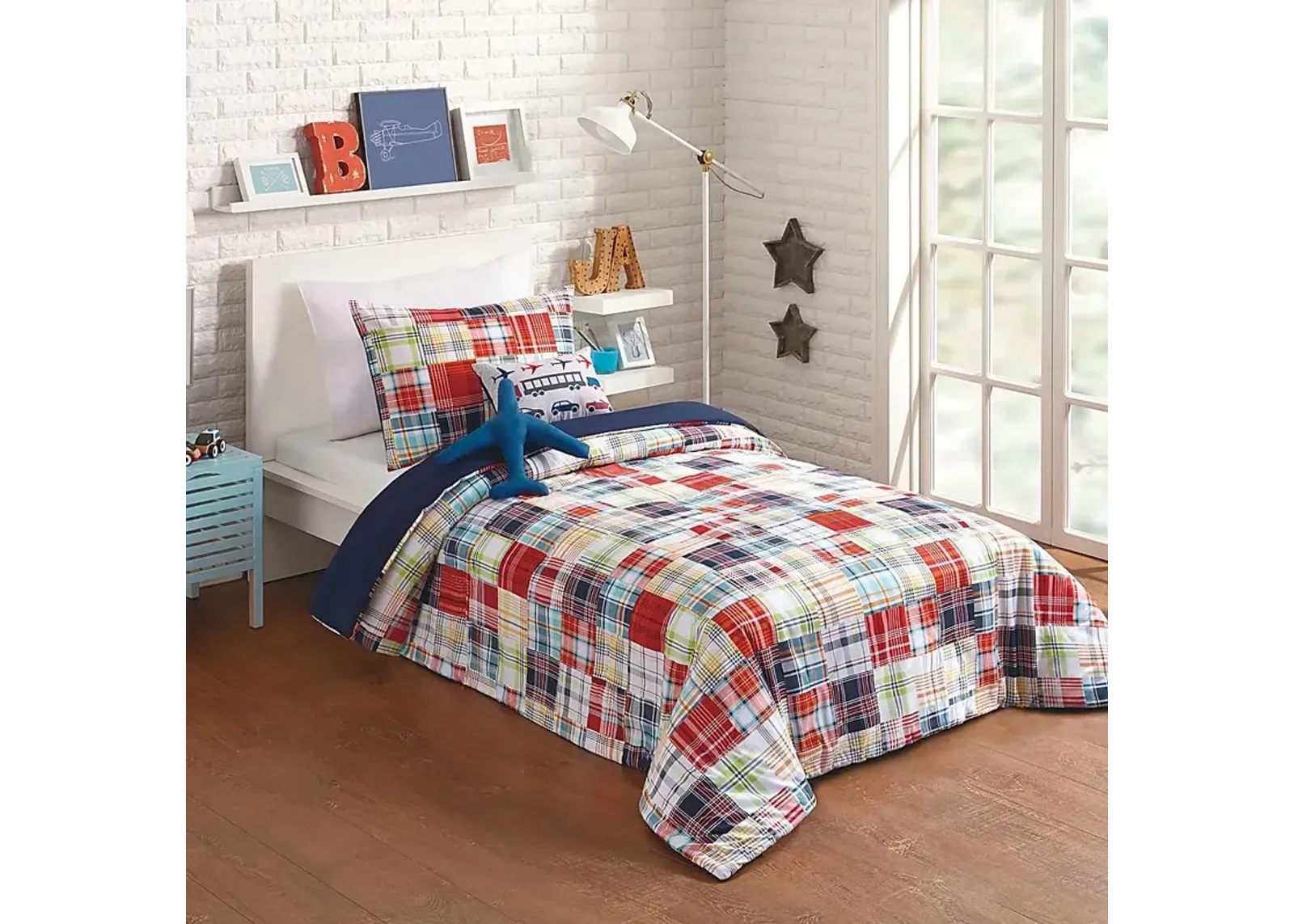 Kids Patchy Roads Blue 4 Pc Twin Comforter Set