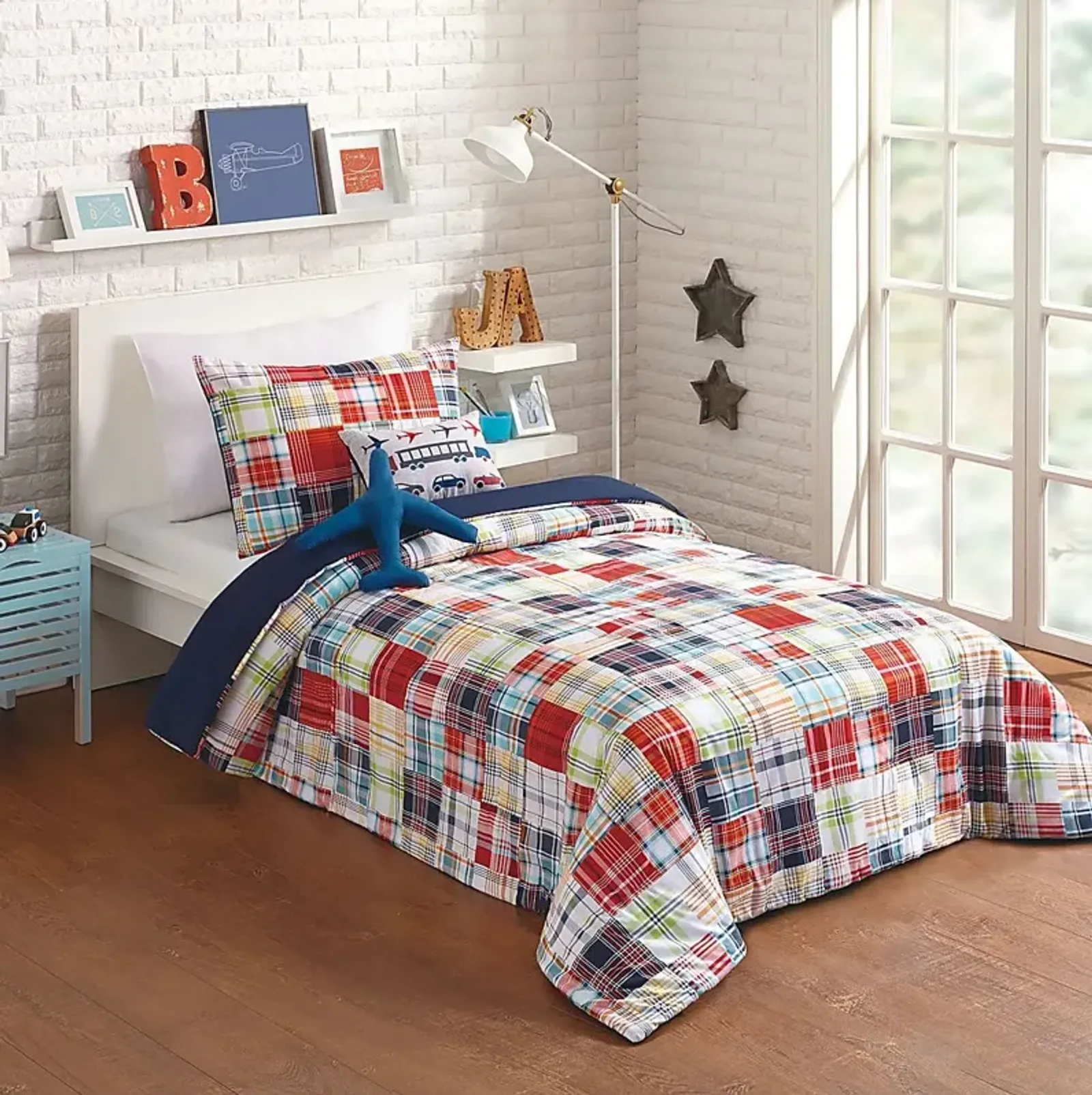 Kids Patchy Roads Blue 4 Pc Twin Comforter Set