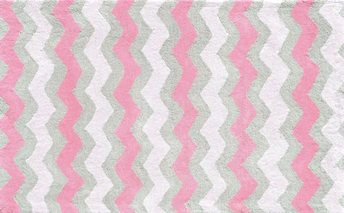 Kids Ziggy Waves Pink 2'8 x 4'8 Rug