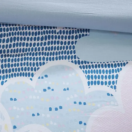 Kids Unicorn Clouds Blue 4 Pc Twin Comforter Set