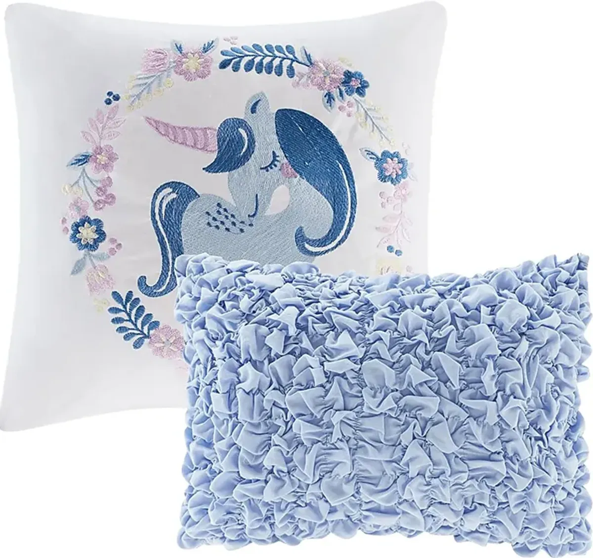 Kids Unicorn Clouds Blue 4 Pc Twin Comforter Set