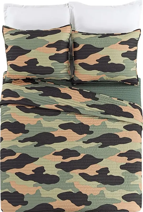 Kids Camohunt Green Full/Queen Quilt Set