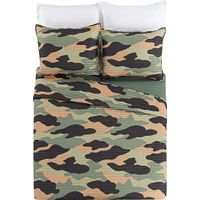 Kids Camohunt Green 3 Pc Full/Queen Quilt Set
