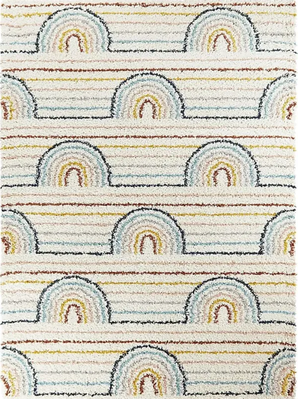 Kids Baby Rainbows White 5'3 x 7' Rug