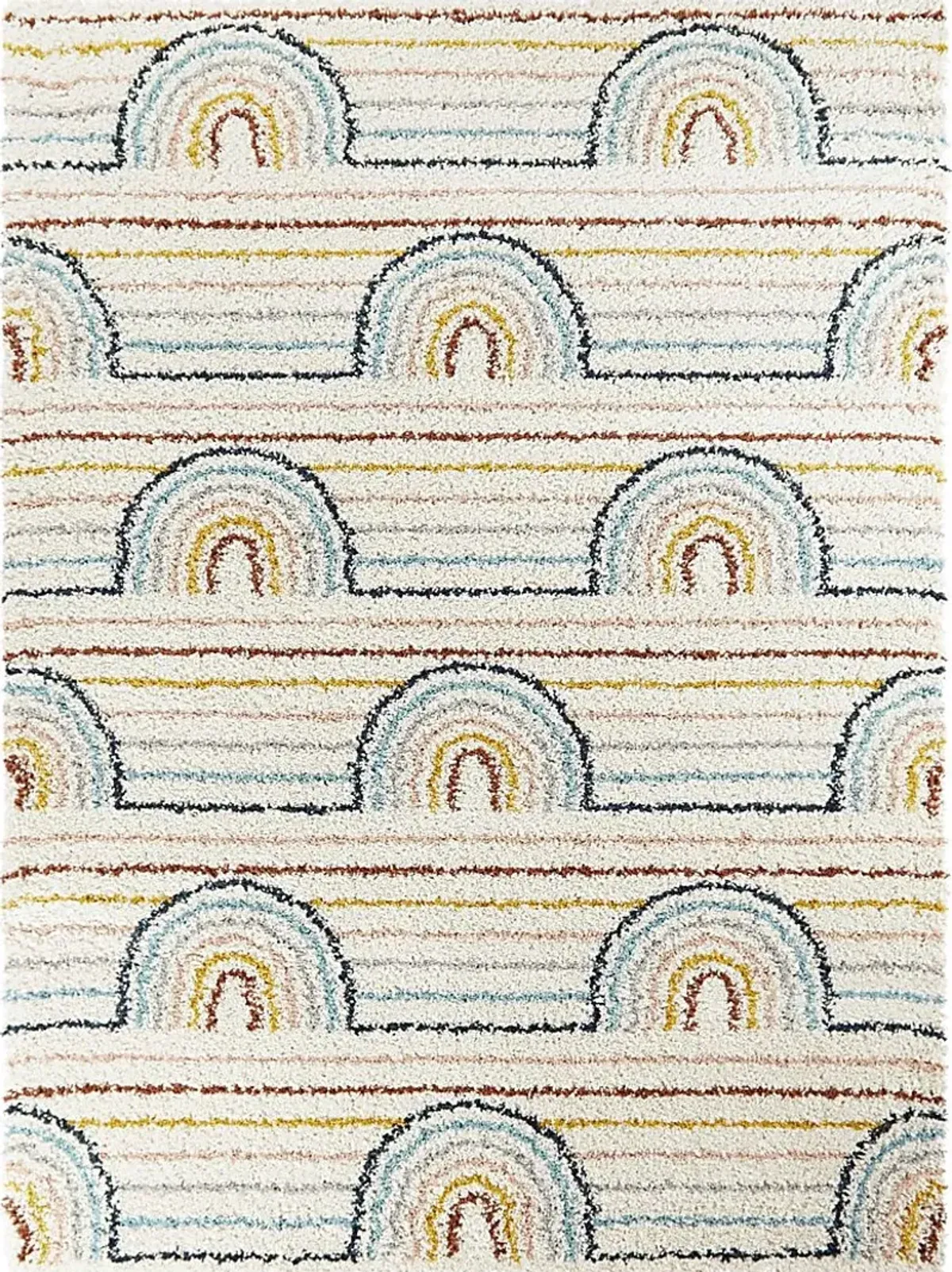 Kids Baby Rainbows White 5'3 x 7' Rug