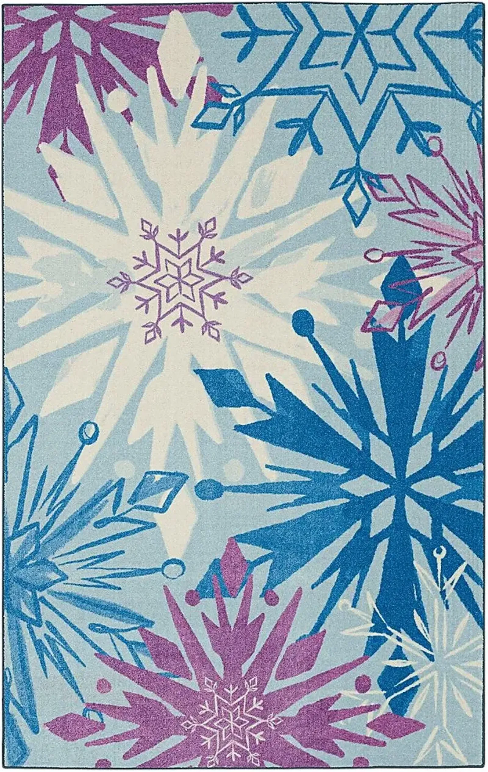 Kids Disney's Montage Of Snowflakes Blue 5' x 8' Rug