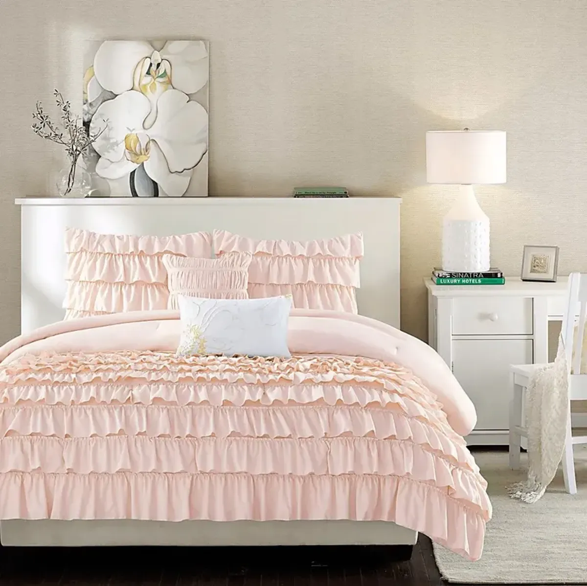 Kids Soft Waterfall Blush 5 Pc Full/Queen Comforter Set