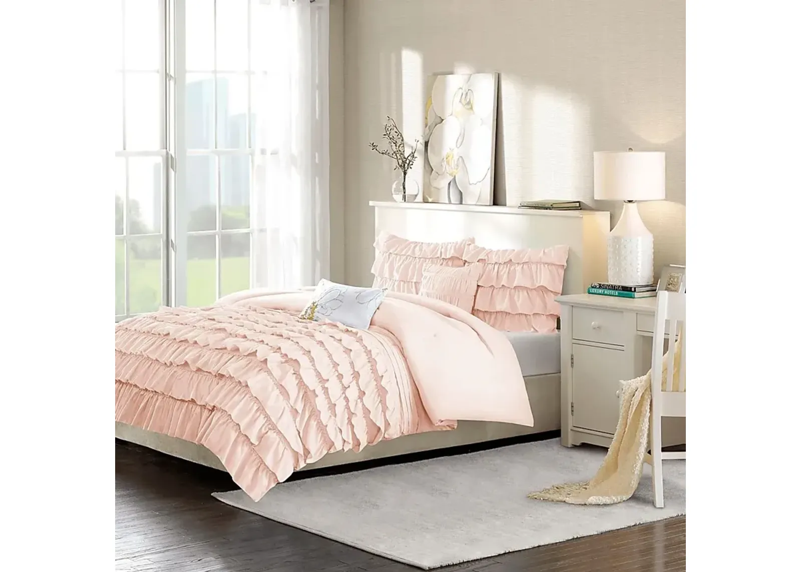 Kids Soft Waterfall Blush 5 Pc Full/Queen Comforter Set