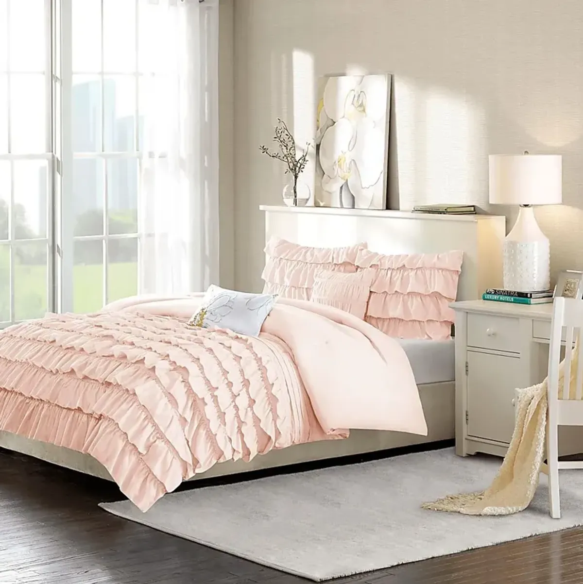 Kids Soft Waterfall Blush 5 Pc Full/Queen Comforter Set