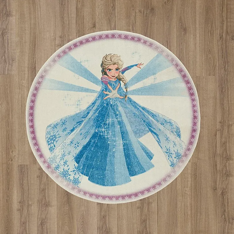 Kids Disney Elsa Spell Blue 5' Round Rug