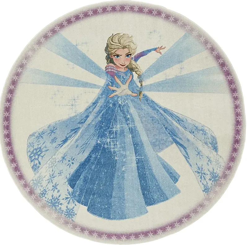 Kids Disney Elsa Spell Blue 5' Round Rug