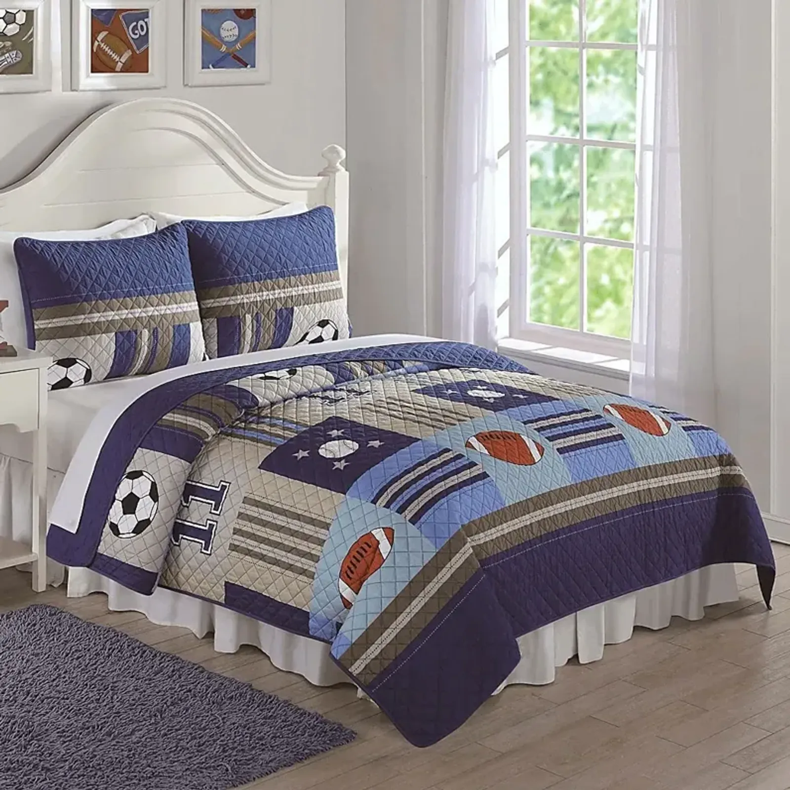 Kids Perfect Score Blue 3 Pc Full Comforter Set