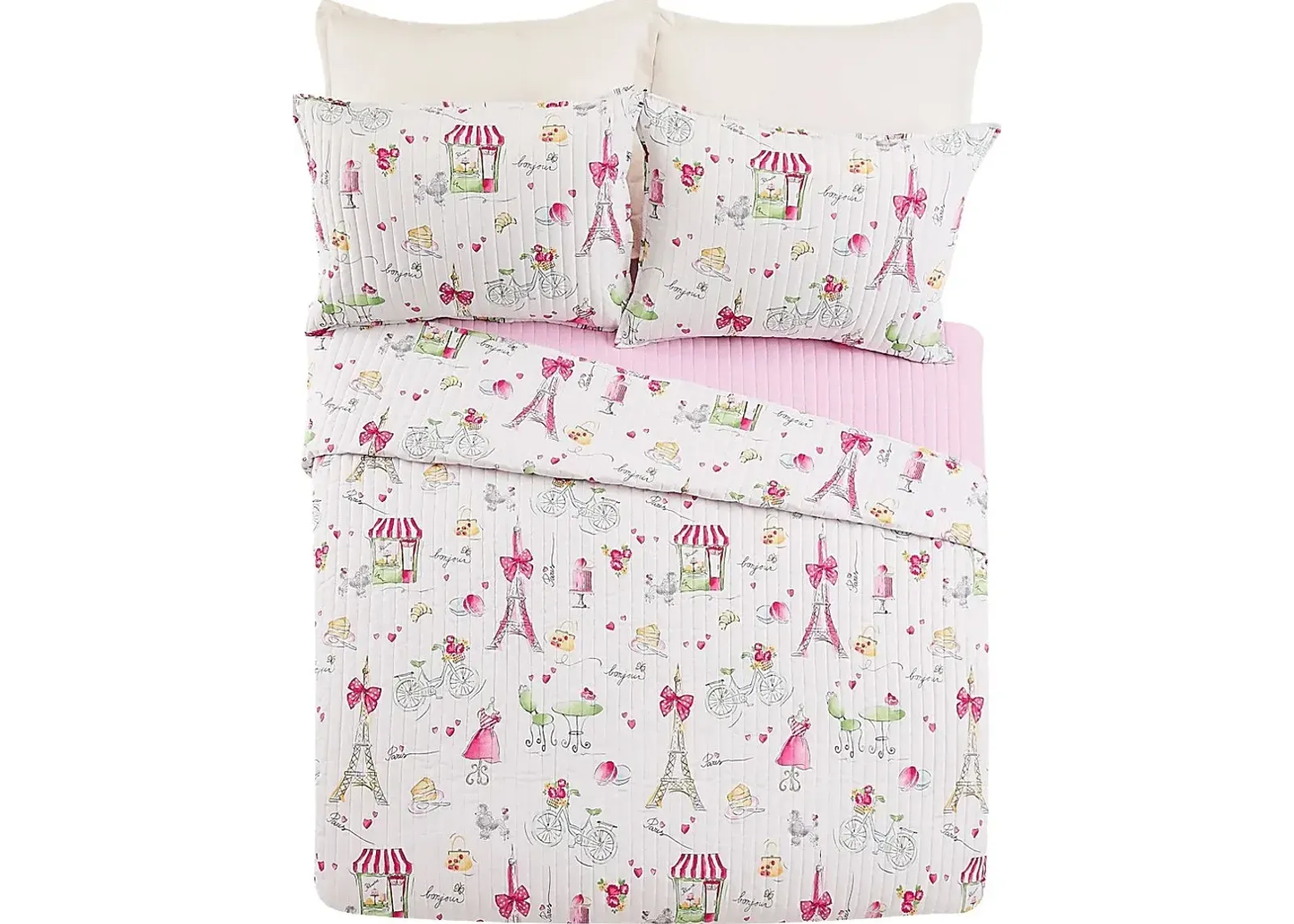 Kids La Parie Pink 3 Pc Full/Queen Quilt Set