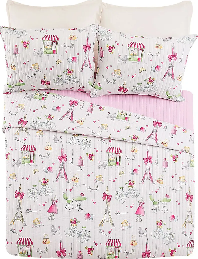 Kids La Parie Pink 3 Pc Full/Queen Quilt Set