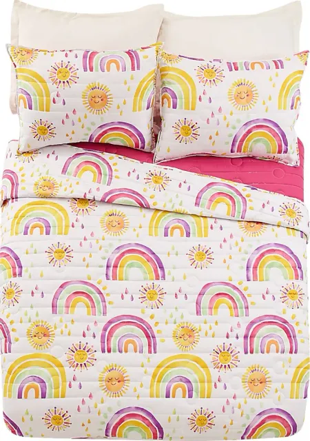 Kids Arcle Pink 3 Pc Full/Queen Quilt Set