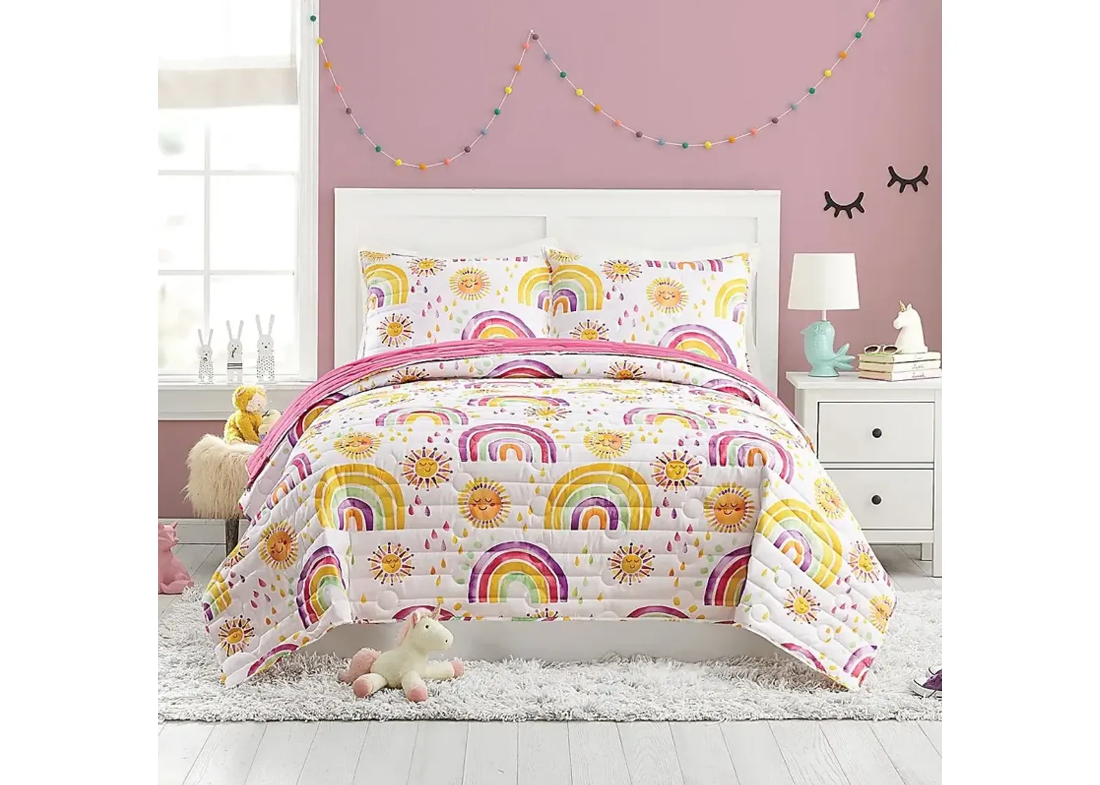 Kids Arcle Pink 3 Pc Full/Queen Quilt Set