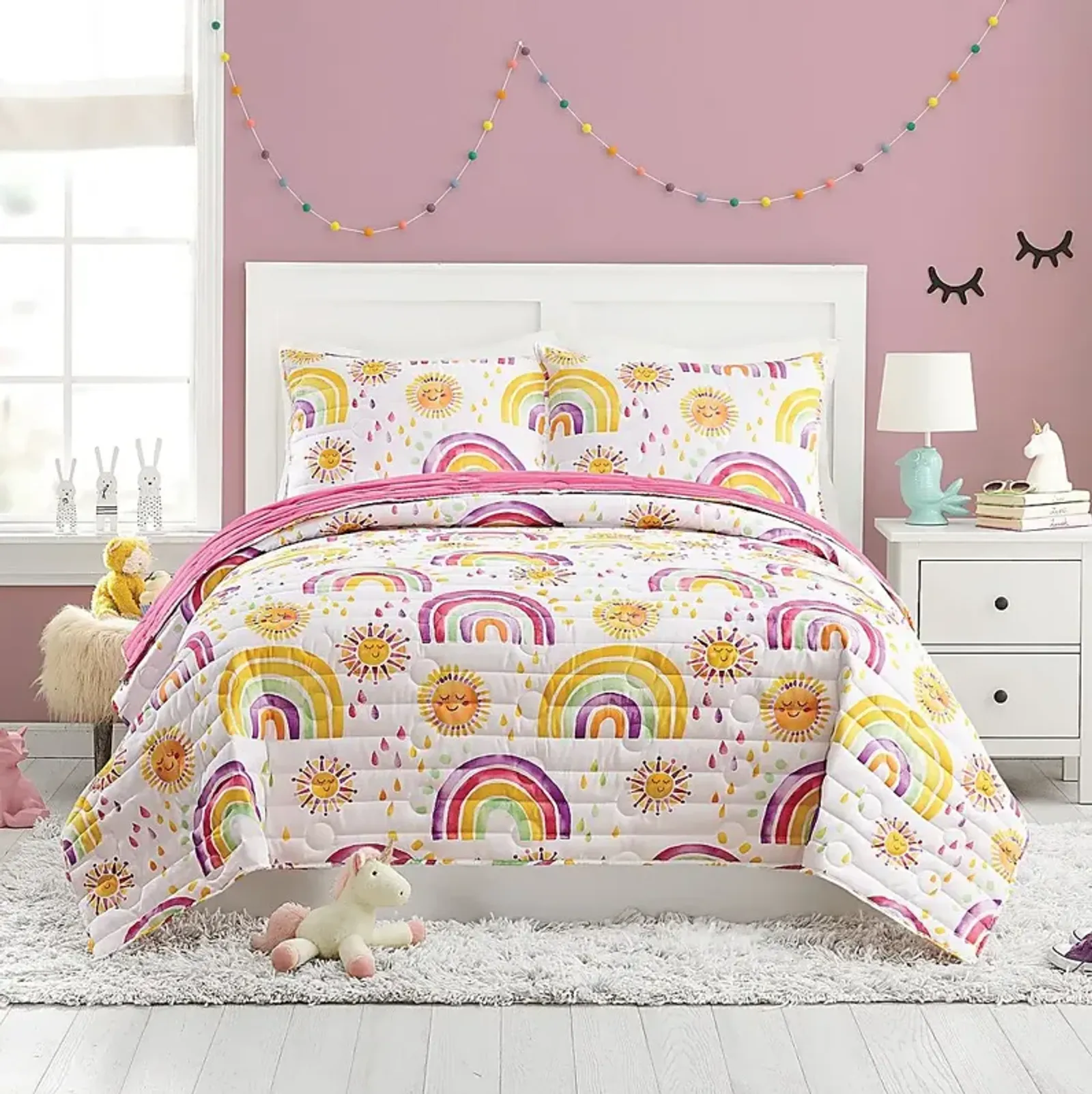 Kids Arcle Pink 3 Pc Full/Queen Quilt Set