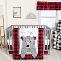 Slumbering Bear Red 3 Pc Baby Bedding Set