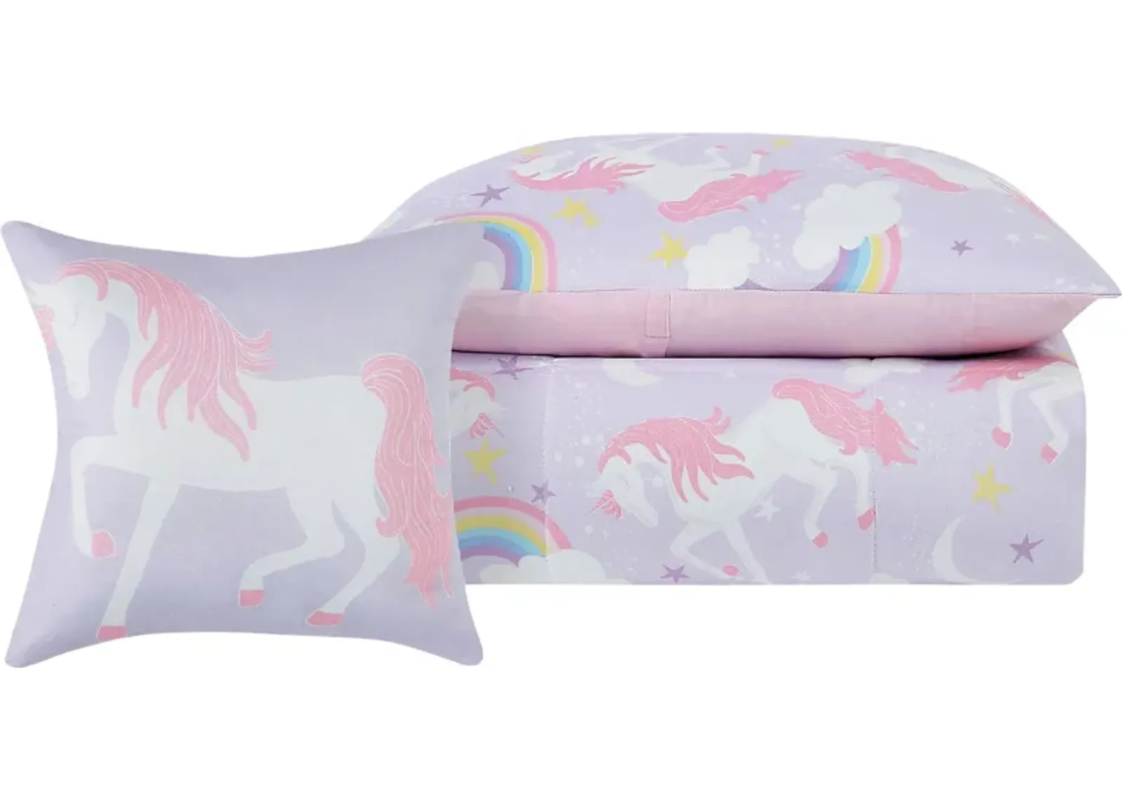 Kids Cotton Candy Unicorn Purple 4 Pc Full Comforter Set