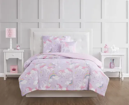 Kids Cotton Candy Unicorn Purple 4 Pc Full Comforter Set
