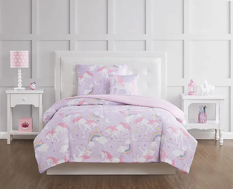 Kids Cotton Candy Unicorn Purple 4 Pc Full Comforter Set