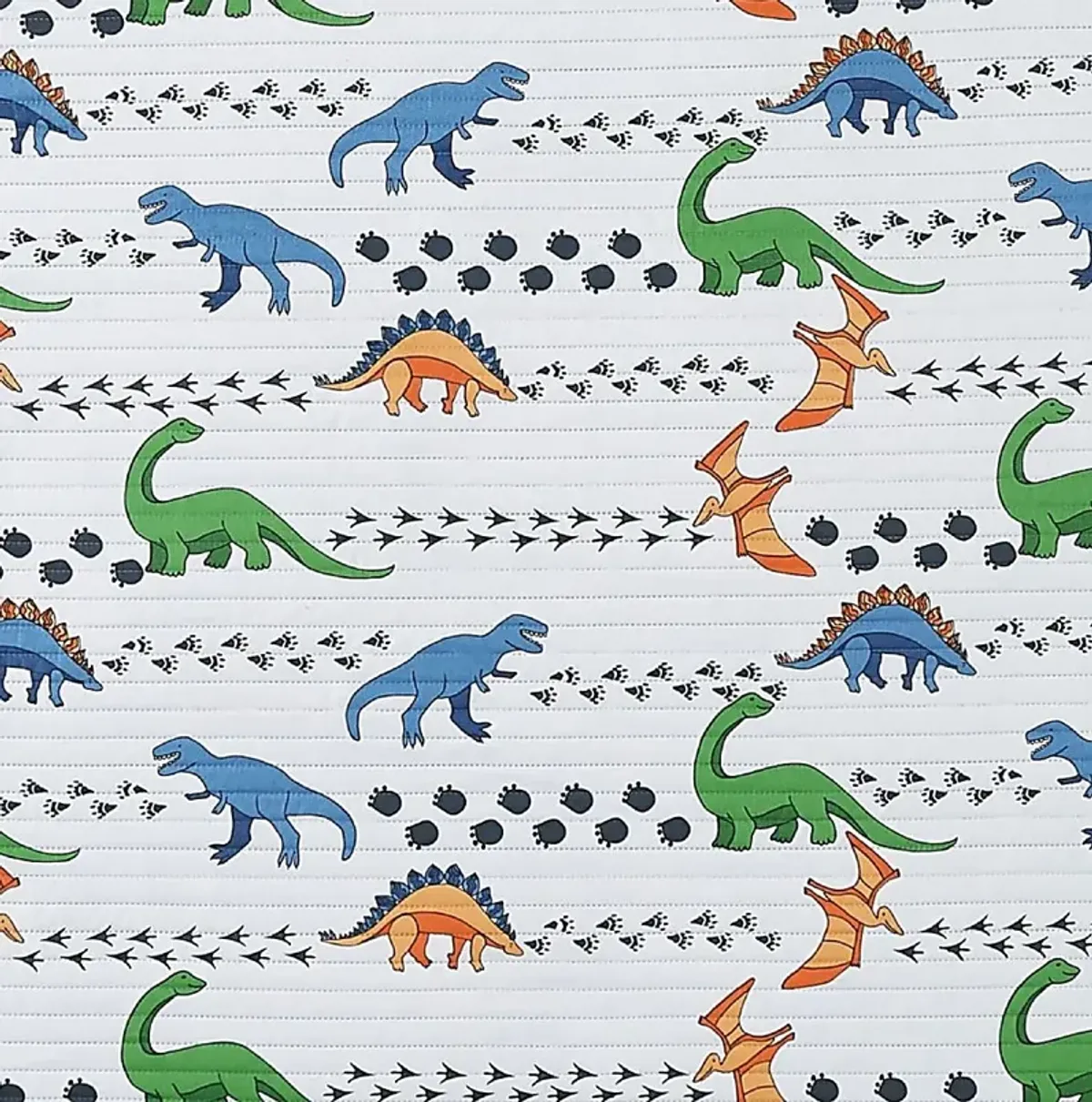 Kids Dino Venture White Full Quilt Set