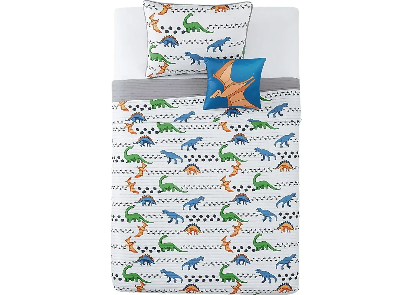 Kids Dino Venture White 4 Pc Full Quilt Set