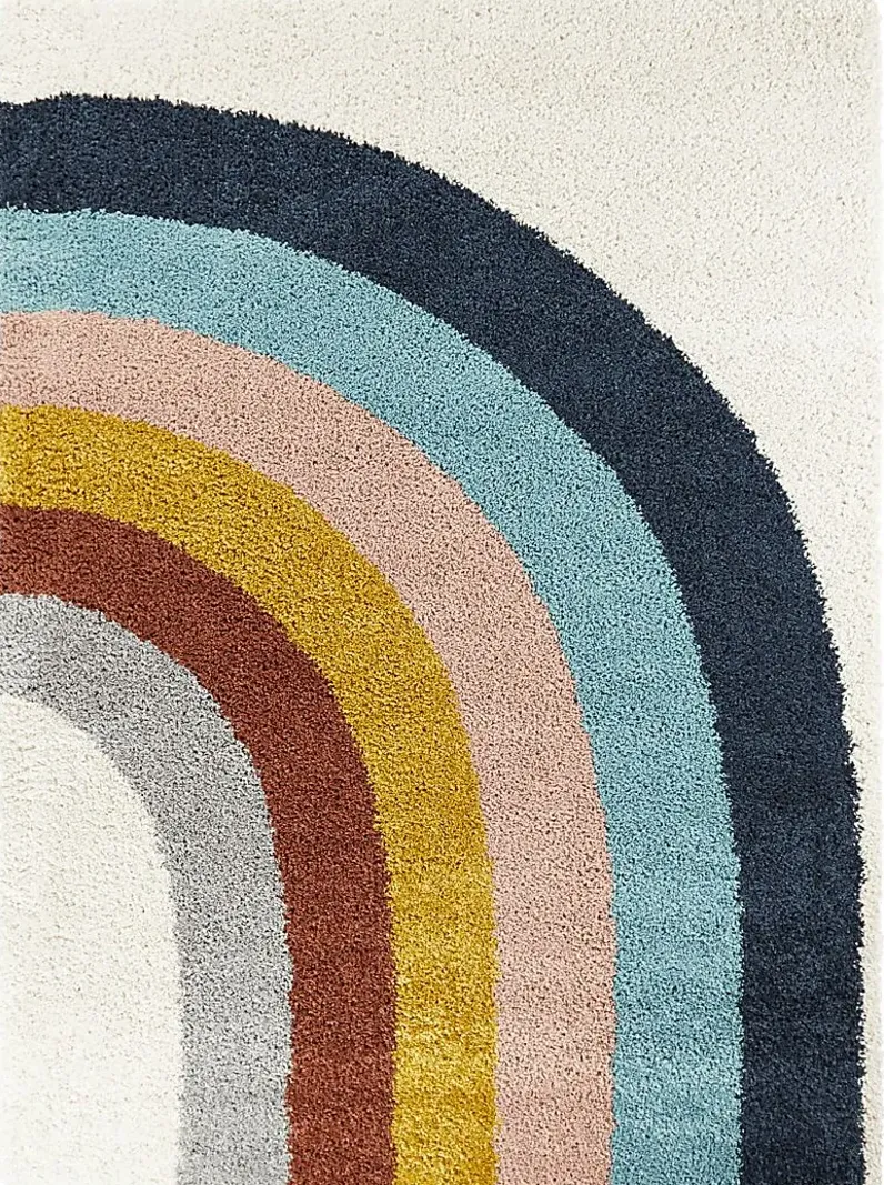 Kids End Of The Rainbow White 5'3 x 7' Rug