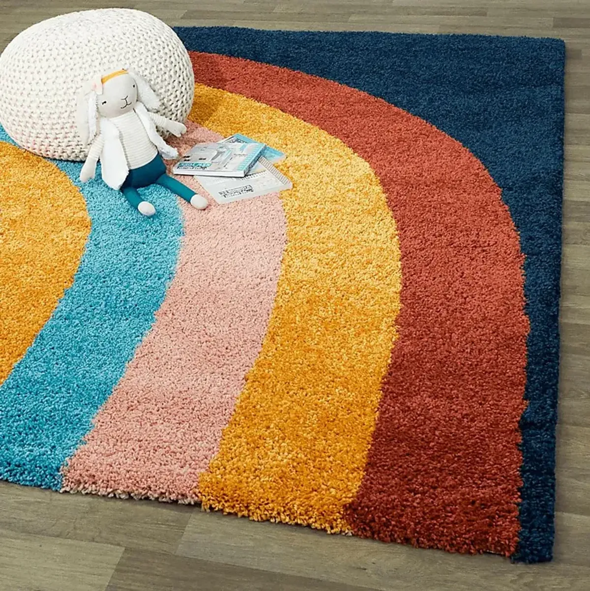 Kids End Of The Rainbow Navy 5'3 x 7' Rug