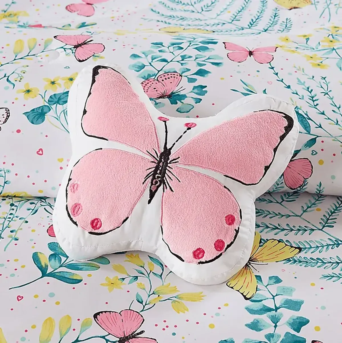 Kids Spring Butterflies Pink 4 Pc Full Comforter Set