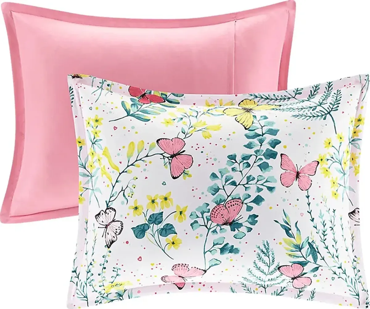 Kids Spring Butterflies Pink 4 Pc Full Comforter Set