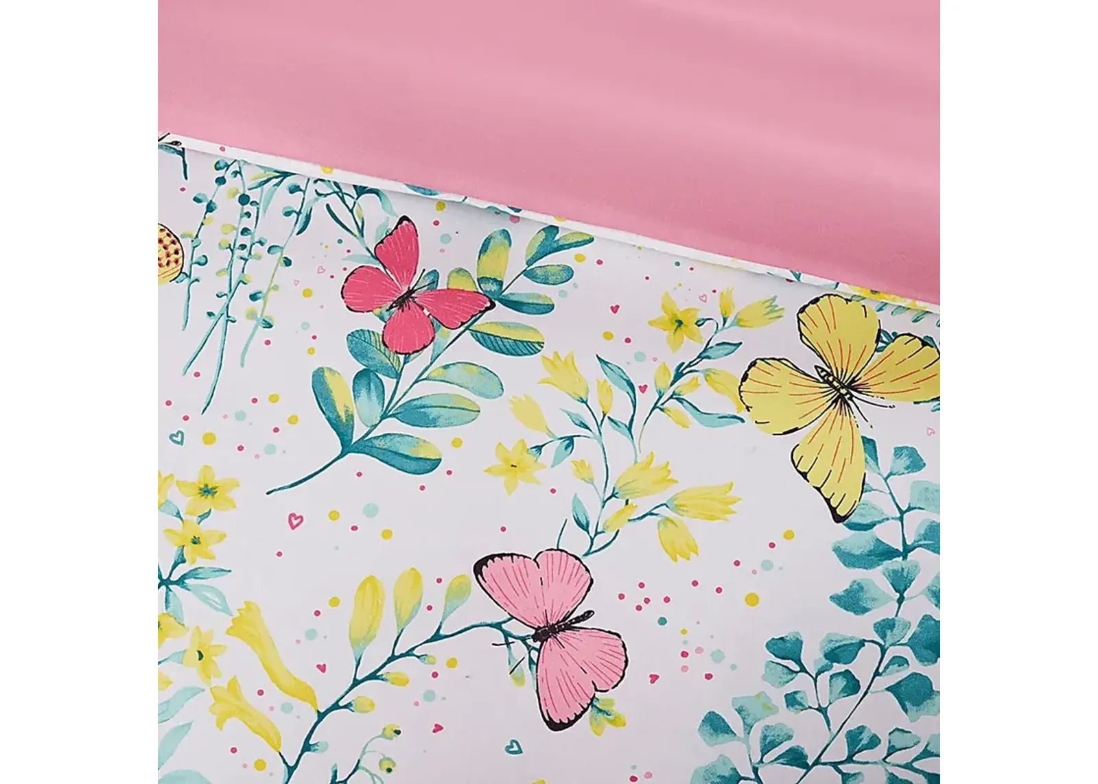 Kids Spring Butterflies Pink 4 Pc Full Comforter Set