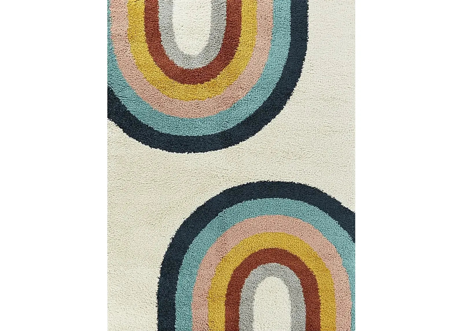 Kids Double Rainbow Cream 5'3 x 7' Rug