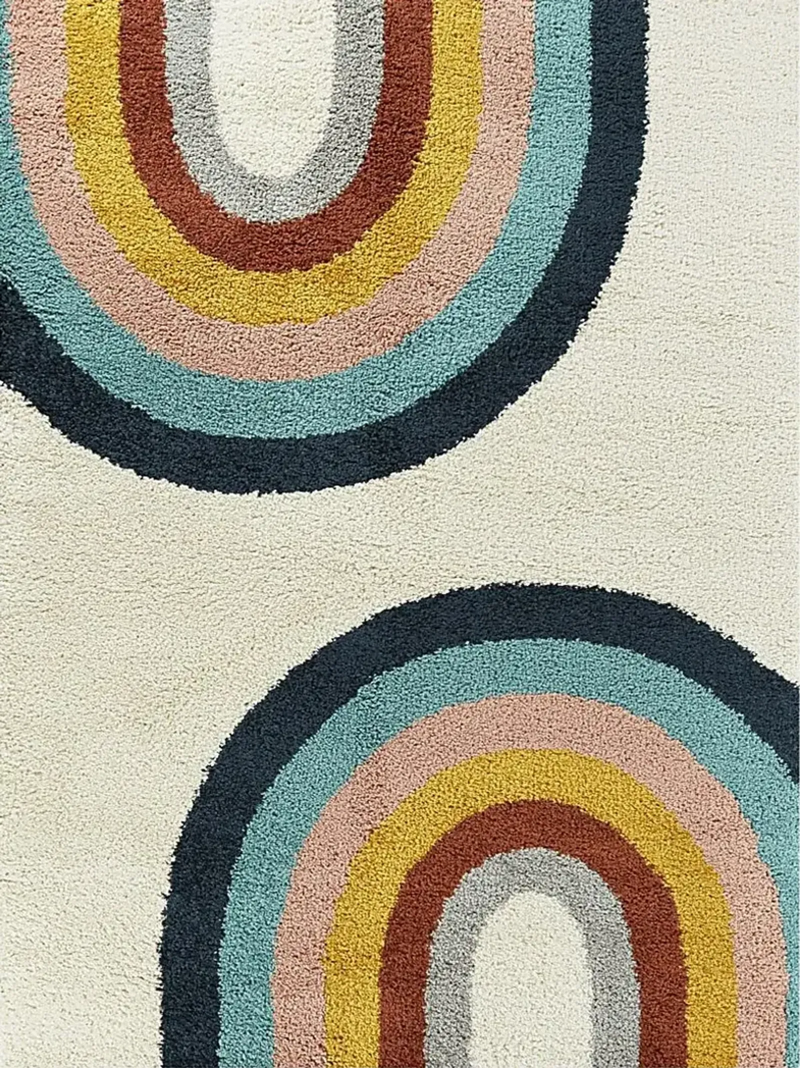 Kids Double Rainbow Cream 5'3 x 7' Rug