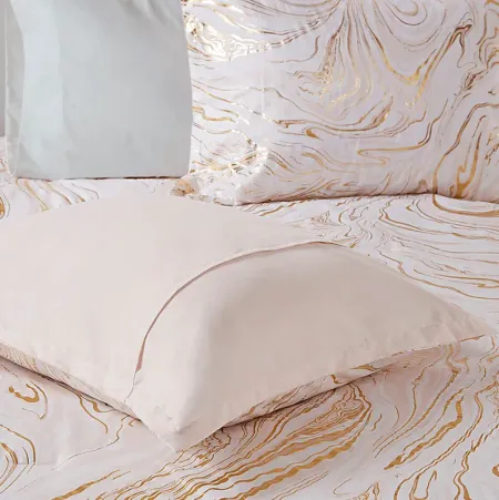 Kids Metallic Swirl Blush 5 Pc Full/Queen Comforter Set