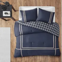 Kids Classic Checks Navy 3 Pc Full/Queen Comforter Set