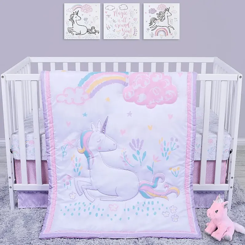 Unicorn Land White 4 Pc Baby Bedding Set