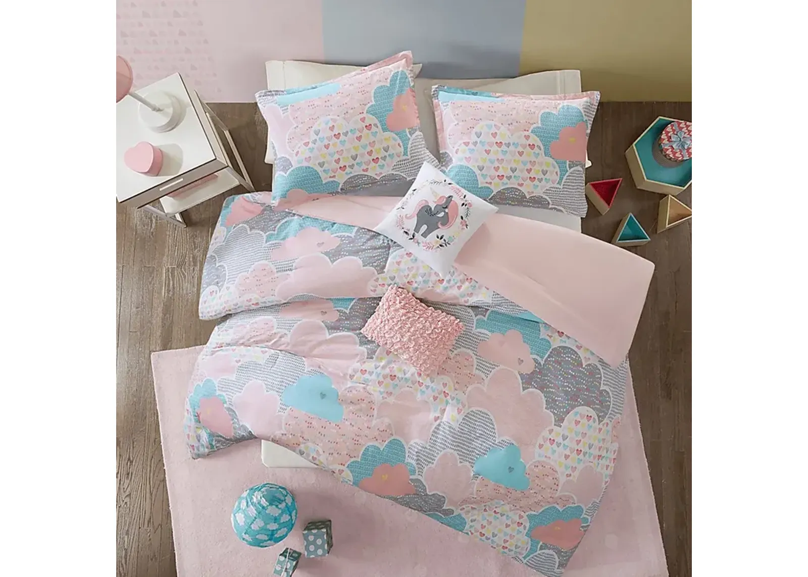 Kids Unicorn Clouds Pink 5 Pc Full/Queen Comforter Set