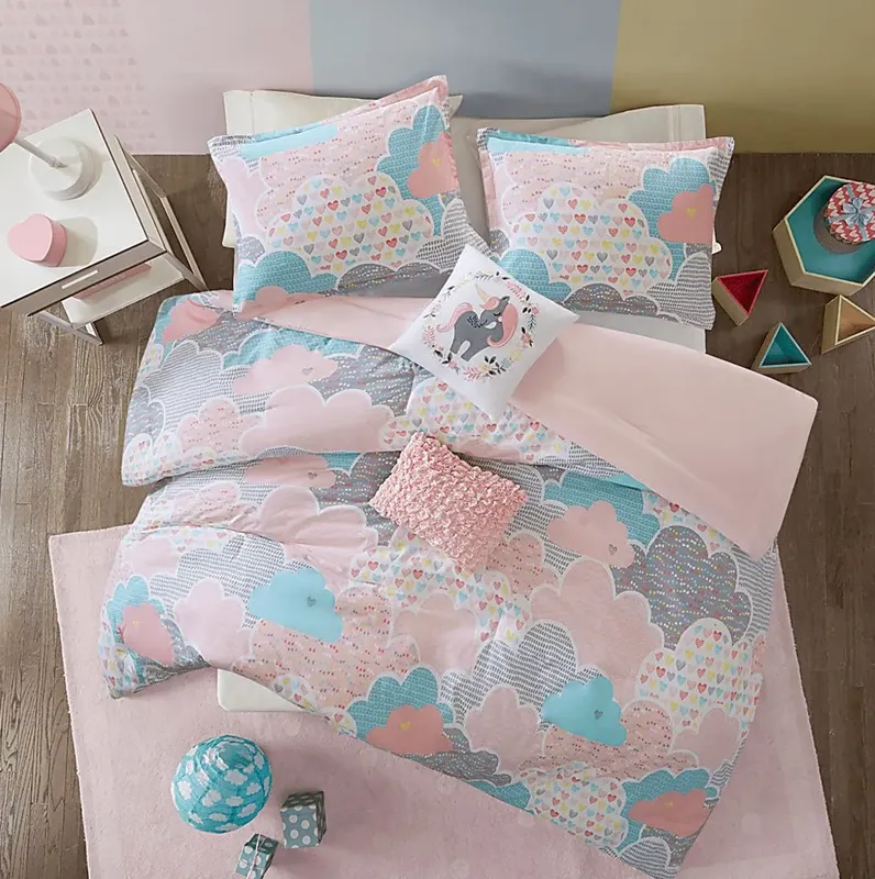 Kids Unicorn Clouds Pink 5 Pc Full/Queen Comforter Set