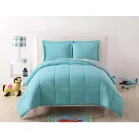 Kids Boyette Turquoise/Gray 3 Pc Full/Queen Comforter Set