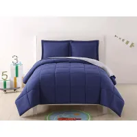 Kids Boyette Navy/Gray 3 Pc Full/Queen Comforter Set