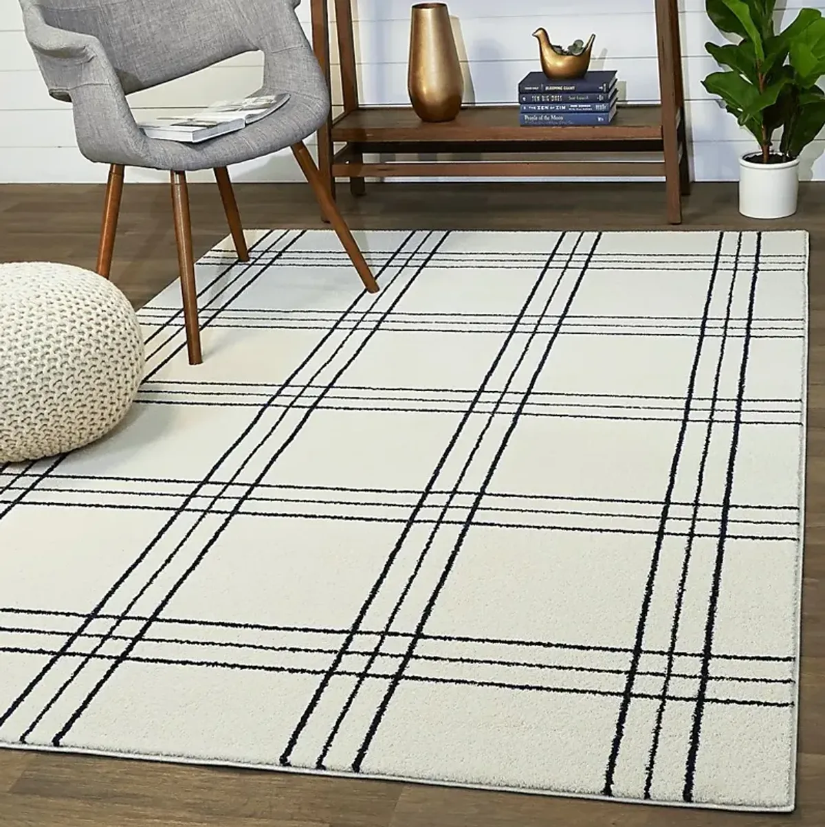 Kids Posh Stripes White 5'3 x 7' Rug