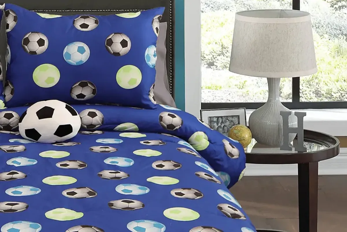 Kids Soccer Dreams Blue 4 Pc Full Comforter Set