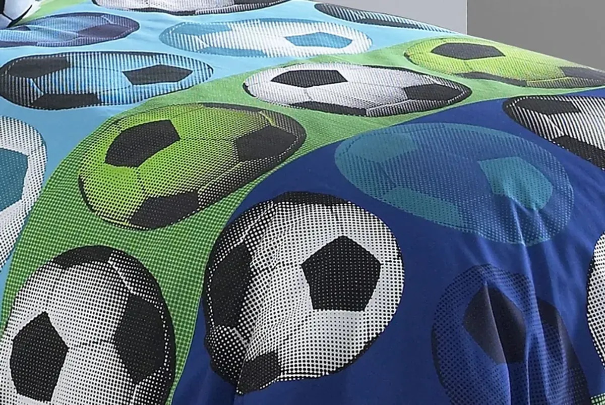 Kids Soccer Dreams Blue 4 Pc Full Comforter Set