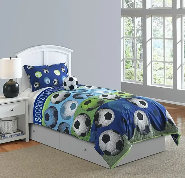 Kids Soccer Dreams Blue Full Comforter Set
