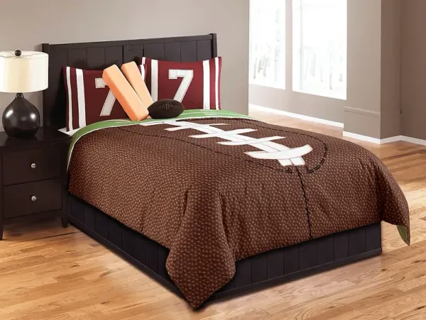 Kids Football Dreams Brown Full Comforter Set