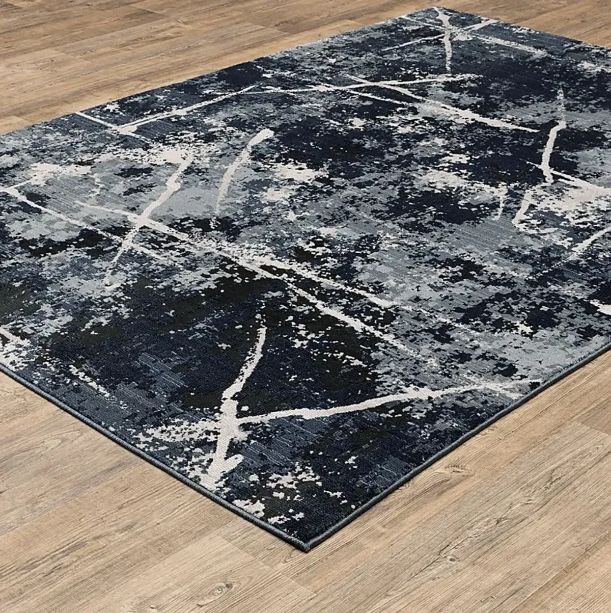 Kids Splash Paint Blue 5'3 x 7'6 Rug