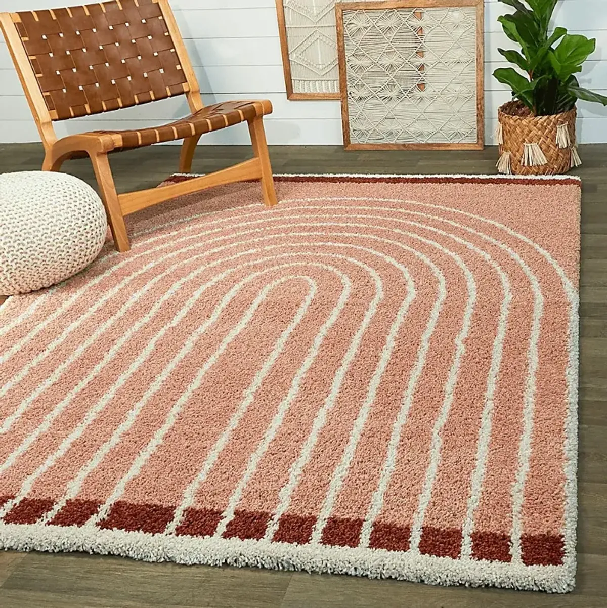 Kids Modern Rainbow Pink 5'3 x 7' Rug