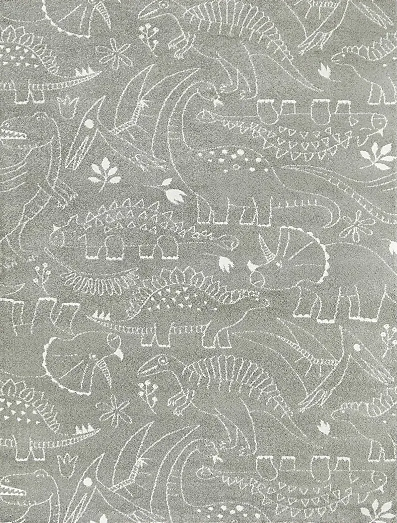 Kids Dino Park Gray 5'3 x 7' Rug